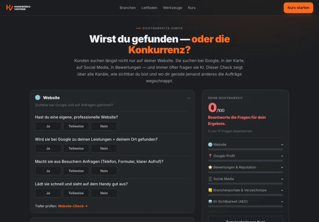 Sichtbarkeits-Check: wie gut wird deine Seite gefunden